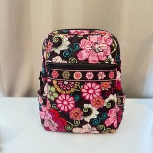 Vera Bradley Midnight Blues Floral Quilted Cotton Mini Backpack Bag Womens
